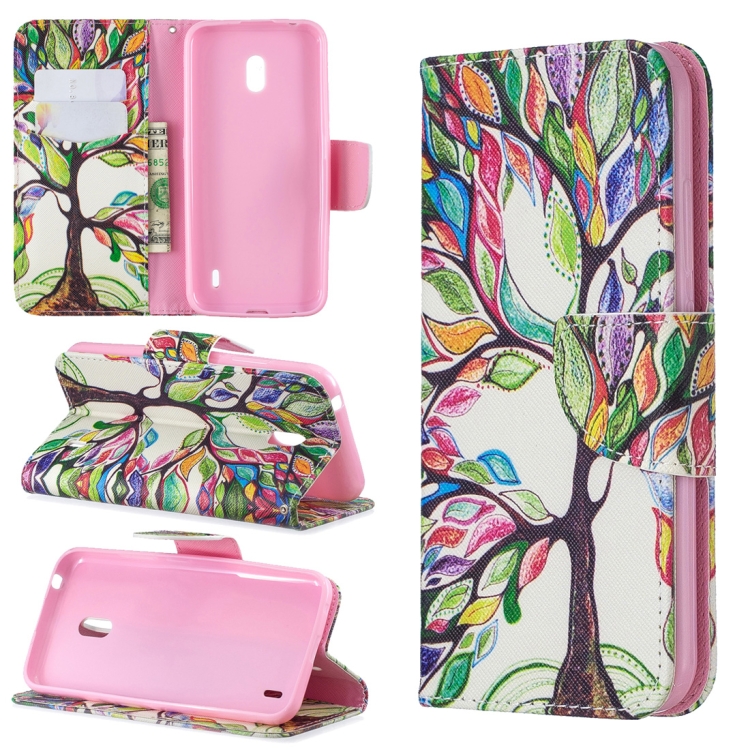 

Colored Drawing Pattern Horizontal Flip Leather Case with Holder & Card Slots & Wallet For Nokia 2.2(Tree of Life)