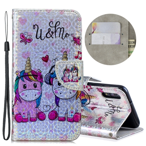 

Dazzle Laser Coloured Drawing Horizontal Flip Leather Case with Holder & Card Slots & Wallet & Lanyard for Galaxy A10 / M10(Two Unicorns)