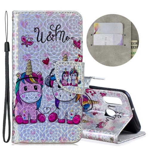

Dazzle Laser Coloured Drawing Horizontal Flip Leather Case with Holder & Card Slots & Wallet & Lanyard for Galaxy A40(Two Unicorns)