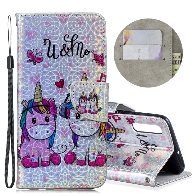 

Dazzle Laser Coloured Drawing Horizontal Flip Leather Case with Holder & Card Slots & Wallet & Lanyard for Galaxy A70(Two Unicorns)