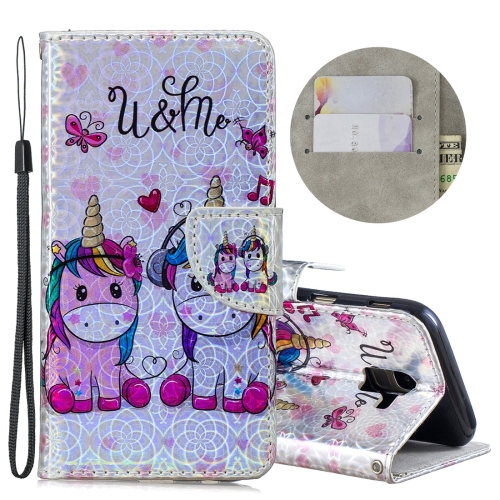 

Dazzle Laser Coloured Drawing Horizontal Flip Leather Case with Holder & Card Slots & Wallet & Lanyard for Galaxy J6 (2018)(Two Unicorns)
