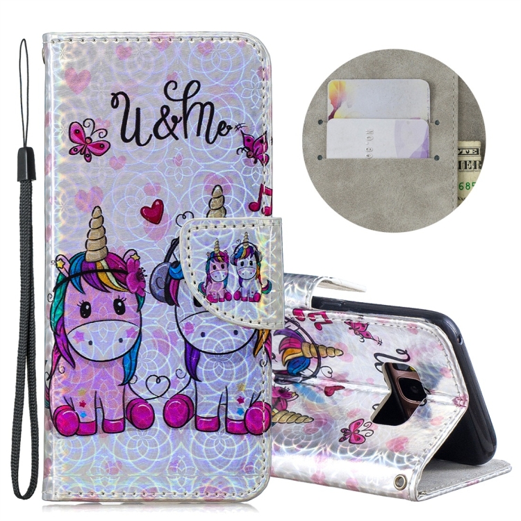 

Dazzle Laser Coloured Drawing Horizontal Flip Leather Case with Holder & Card Slots & Wallet & Lanyard for Galaxy S8(Two Unicorns)