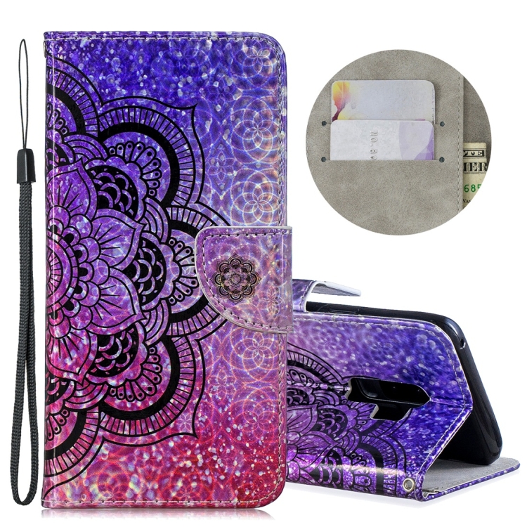 

Dazzle Laser Coloured Drawing Horizontal Flip Leather Case with Holder & Card Slots & Wallet & Lanyard for Galaxy S9 Plus(Half Datura)