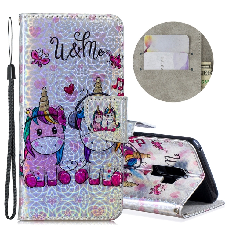 

Dazzle Laser Coloured Drawing Horizontal Flip Leather Case with Holder & Card Slots & Wallet & Lanyard for Galaxy S9 Plus(Two Unicorns)