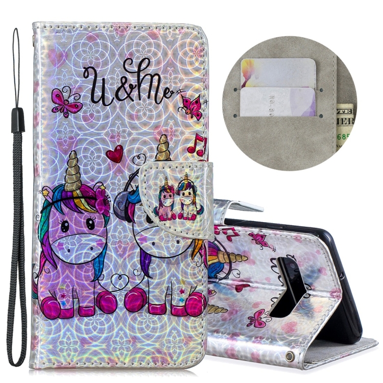 

Dazzle Laser Coloured Drawing Horizontal Flip Leather Case with Holder & Card Slots & Wallet & Lanyard for Galaxy S10 Plus(Two Unicorns)