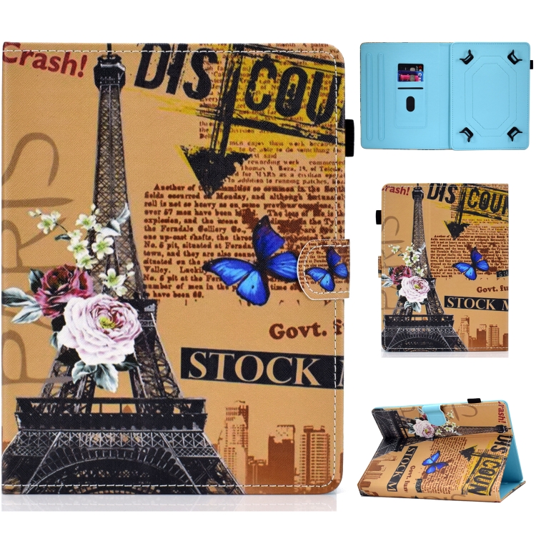 

Colored Drawing Stitching Universal Horizontal Flip Leather Case, with Holder & Card Slots for 7 inch Tablet PC(Eiffel Tower)
