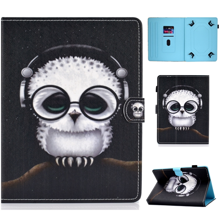 

Colored Drawing Stitching Universal Horizontal Flip Leather Case, with Holder & Card Slots for 8 inch Tablet PC(White Owl)