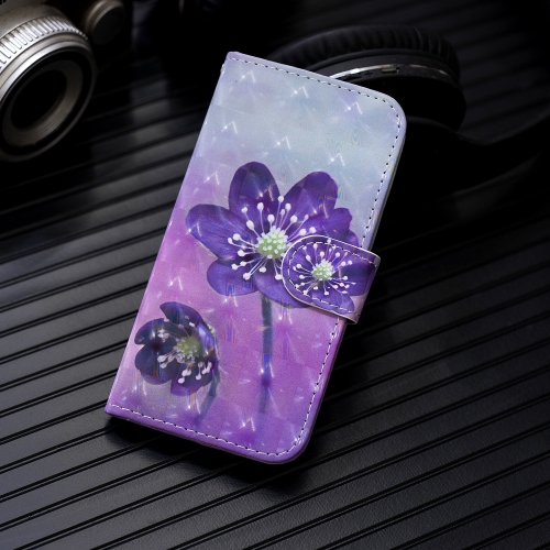 

3D Painting Pattern Coloured Drawing Horizontal Flip PU Leather Case with Holder & Card Slots & Wallet For Motorola MOTO G7 Play(Purple Flower)