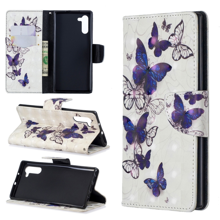 

3D Colored Drawing Pattern Horizontal Flip Leather Case with Holder & Card Slots & Wallet For Galaxy Note10(Butterflies)