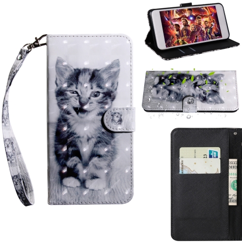 

3D Painting Pattern Coloured Drawing Horizontal Flip TPU + PU Leather Case with Holder & Card Slots & Wallet for Motorola E5 Play(Smile Cat)