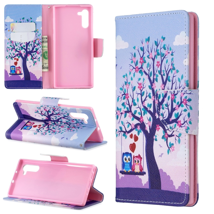

Colored Drawing Pattern Horizontal Flip Leather Case with Holder & Card Slots & Wallet For Galaxy Note10(Two Owls)