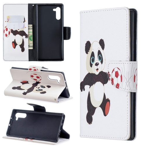 

Colored Drawing Pattern Horizontal Flip Leather Case with Holder & Card Slots & Wallet For Galaxy Note10(Football and Panda)