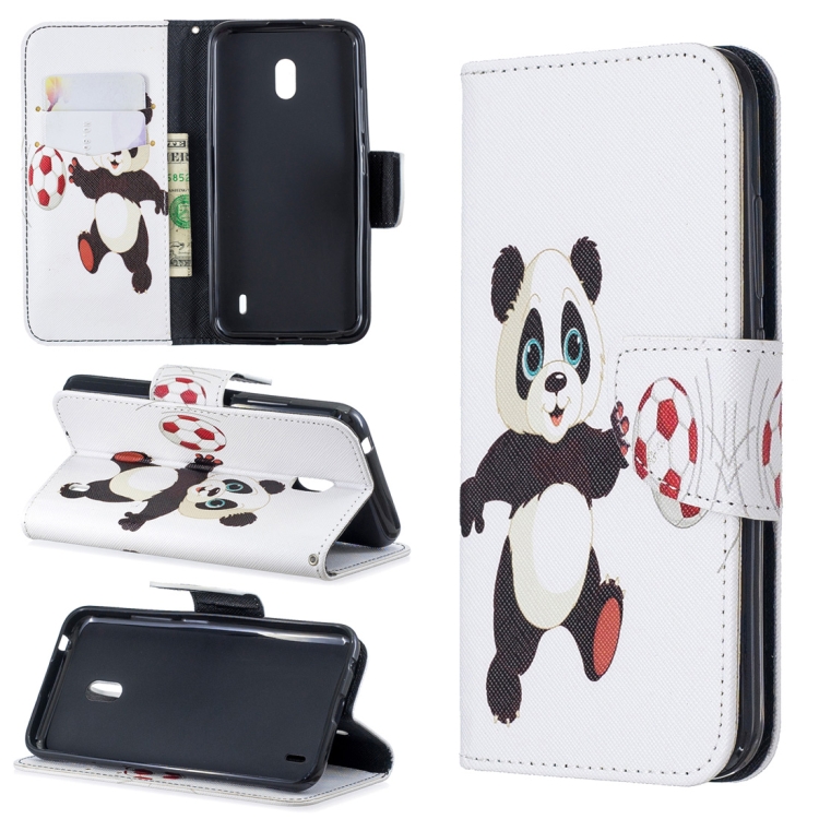 

Colored Drawing Pattern Horizontal Flip Leather Case with Holder & Card Slots & Wallet For Nokia 2.2(Football and Panda)