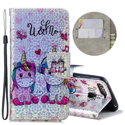 

Dazzle Laser Coloured Drawing Horizontal Flip Leather Case with Holder & Card Slots & Wallet & Lanyard for Huawei Y6 (2018) / Honor 7A(Two Unicorns)