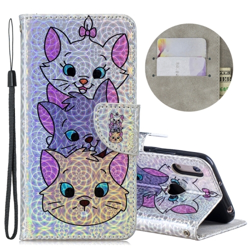 

Dazzle Laser Coloured Drawing Horizontal Flip Leather Case with Holder & Card Slots & Wallet & Lanyard for Huawei Y6 (2019) / Honor 8A(Three Cats)