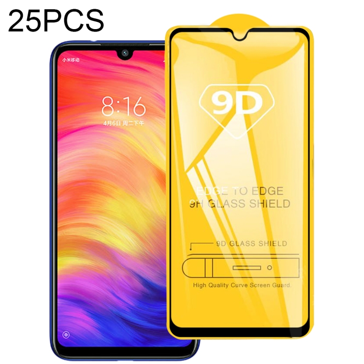 

25 PCS 9D Full Glue Full Screen Tempered Glass Film For Xiaomi Redmi Note 7
