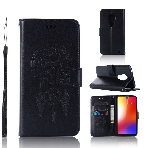 

Wind Chime Owl Embossing Pattern Horizontal Flip Leather Case with Holder & Card Slots & Wallet For Motorola Moto G7(Black)