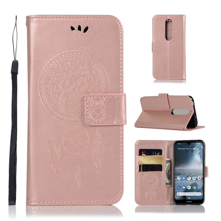 

Wind Chime Owl Embossing Pattern Horizontal Flip Leather Case with Holder & Card Slots & Wallet For Nokia 4.2(Rose Gold)
