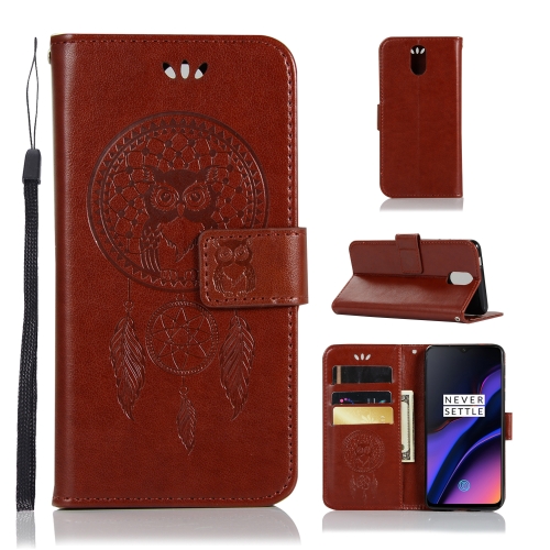 

Wind Chime Owl Embossing Pattern Horizontal Flip Leather Case with Holder & Card Slots & Wallet For OnePlus 6T(Brown)
