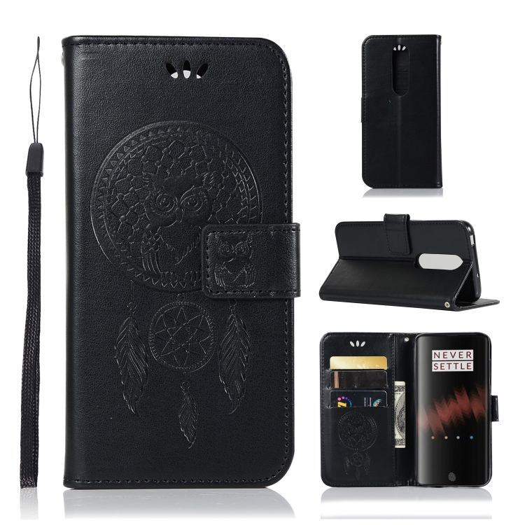 

Wind Chime Owl Embossing Pattern Horizontal Flip Leather Case with Holder & Card Slots & Wallet For OnePlus 7(Black)
