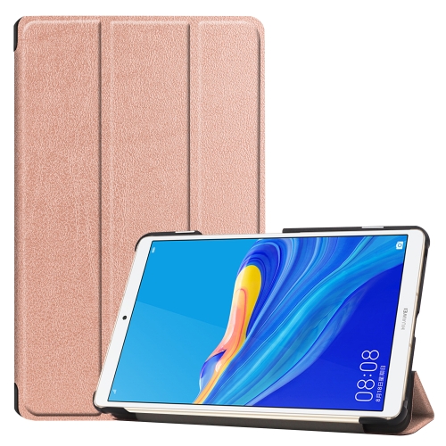 

Custer Texture Colored Drawing Horizontal Flip PU Leather Case for Huawei MediaPad M6 8.4 2019, with Three-folding Holder & Sleep / Wake-up Function(Rose Gold)