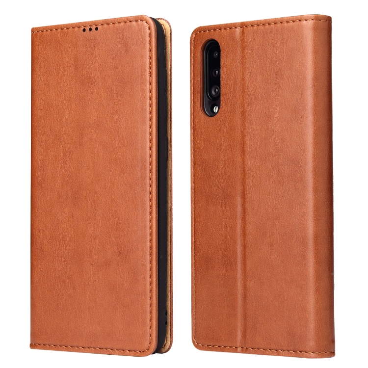 

Dermis Texture PU +TPU Horizontal Flip Leather Case with Holder & Card Slots & Wallet For Galaxy A50(Brown)