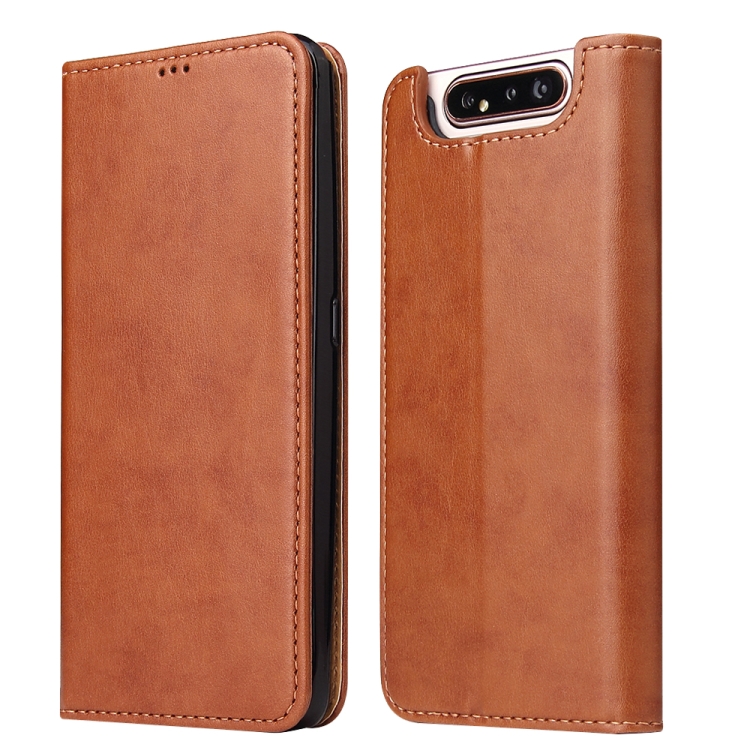 

Dermis Texture PU +TPU Horizontal Flip Leather Case with Holder & Card Slots & Wallet For Galaxy A80(Brown)