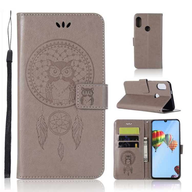 

Wind Chime Owl Embossing Pattern Horizontal Flip Leather Case with Holder & Card Slots & Wallet For Huawei P30 Lite(Grey)