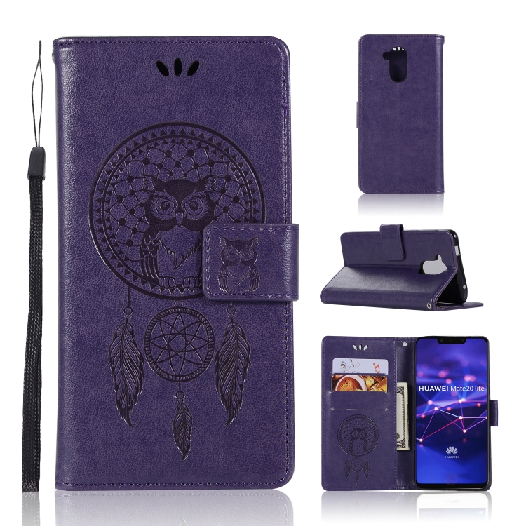 

Wind Chime Owl Embossing Pattern Horizontal Flip Leather Case with Holder & Card Slots & Wallet For Huawei Mate 20 Lite(Purple)