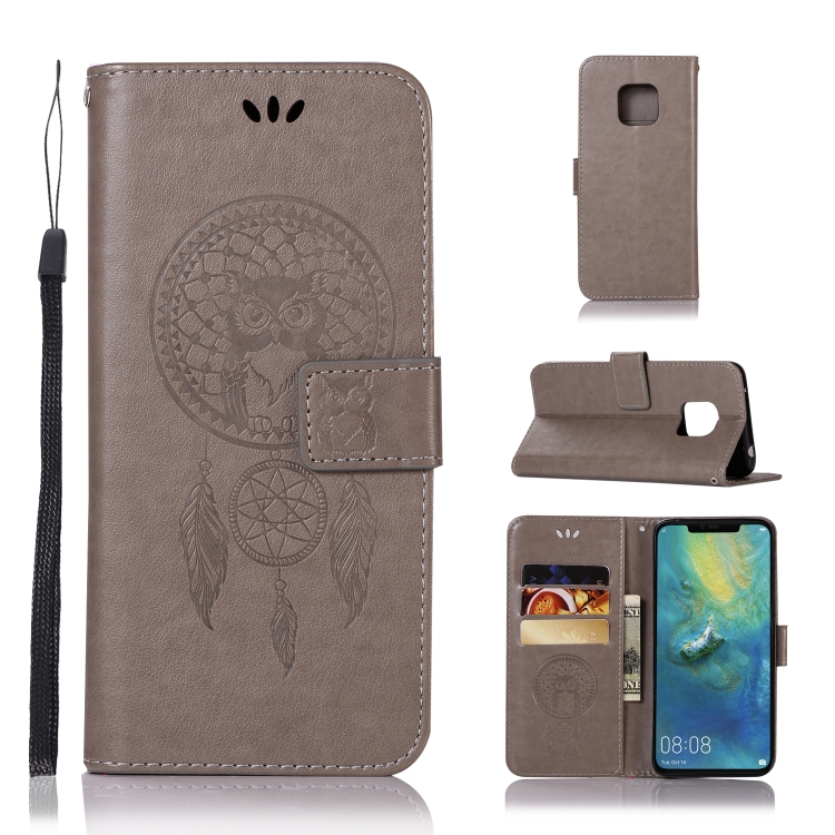 

Wind Chime Owl Embossing Pattern Horizontal Flip Leather Case with Holder & Card Slots & Wallet For Huawei Mate 20 Pro(Grey)