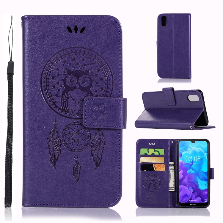 

Wind Chime Owl Embossing Pattern Horizontal Flip Leather Case with Holder & Card Slots & Wallet For Huawei Y5 (2019) / Honor 8s(Purple)