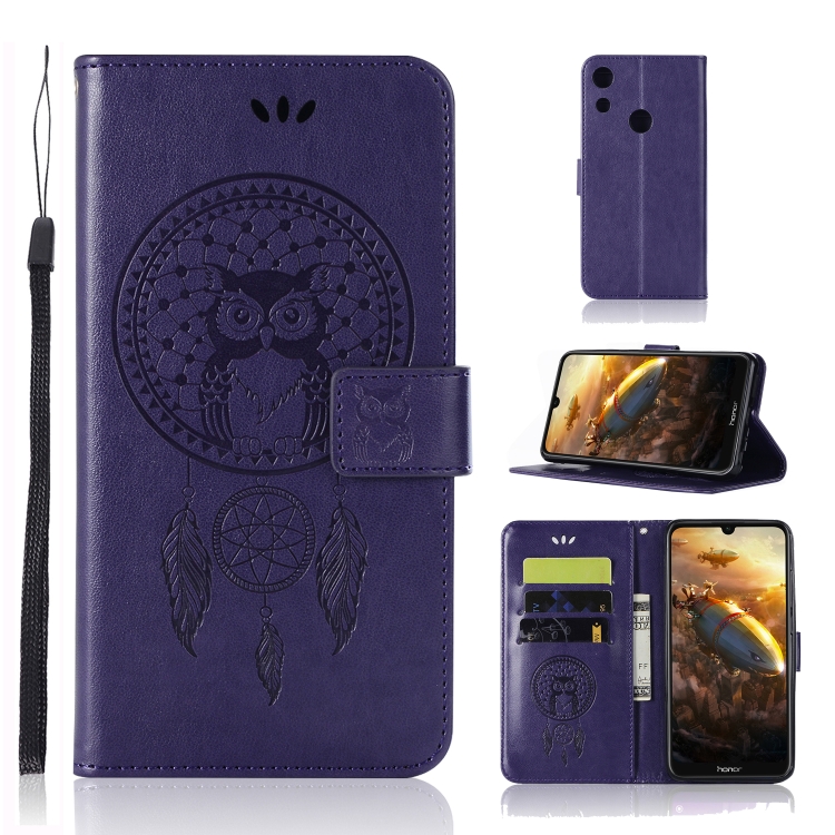 

Wind Chime Owl Embossing Pattern Horizontal Flip Leather Case with Holder & Card Slots & Wallet For Huawei Honor Play 8A(Purple)