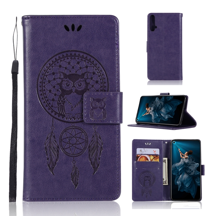 

Wind Chime Owl Embossing Pattern Horizontal Flip Leather Case with Holder & Card Slots & Wallet For Huawei Honor 20(Purple)