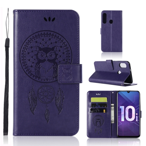 

Wind Chime Owl Embossing Pattern Horizontal Flip Leather Case with Holder & Card Slots & Wallet For Huawei Honor 10i / Honor 20 Lite(Purple)