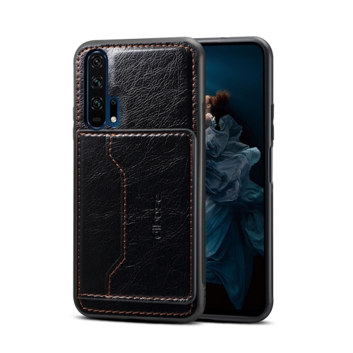 

Dibase TPU + PC + PU Crazy Horse Texture Protective Case for Huawei Honor 20 Pro, with Holder & Card Slots(Black)