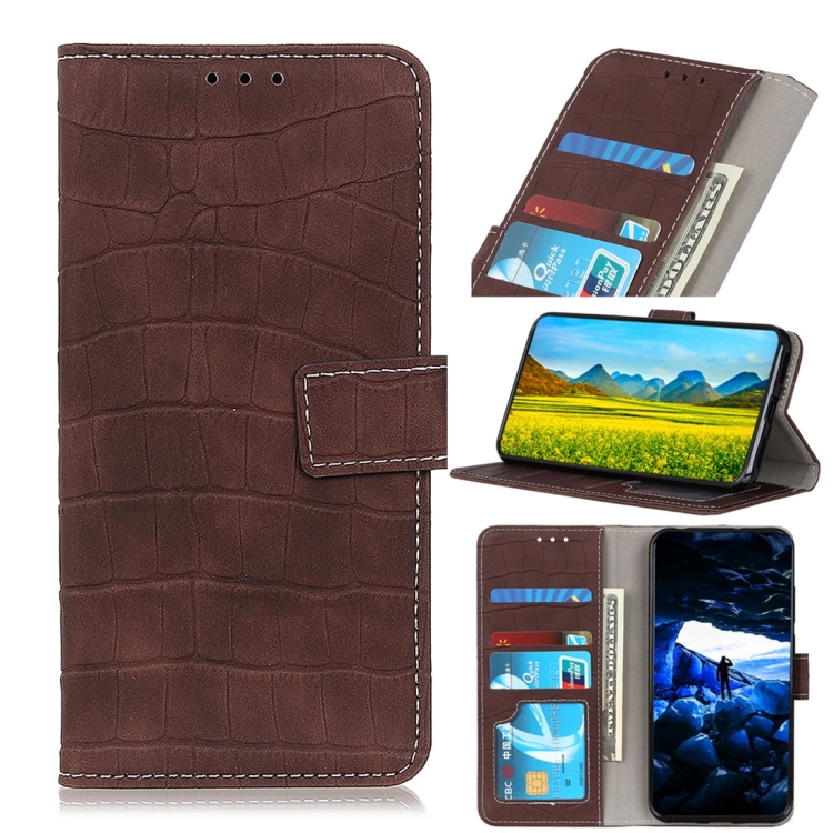 

Crocodile Texture Horizontal Flip Leather Case with Holder & Wallet & Card Slots & Photo Frame for LG W10(Brown)