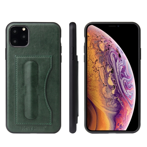 

Fierre Shann Full Coverage Protective Leather Case with Holder & Card Slot For iPhone 11 Pro Max(Green)