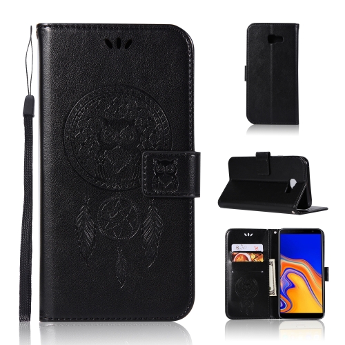 

Wind Chime Owl Embossing Pattern Horizontal Flip Leather Case with Holder & Card Slots & Wallet For Galaxy J4+(Black)