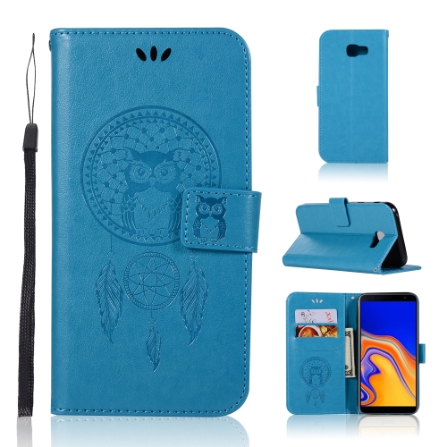 

Wind Chime Owl Embossing Pattern Horizontal Flip Leather Case with Holder & Card Slots & Wallet For Galaxy J4+(Blue)