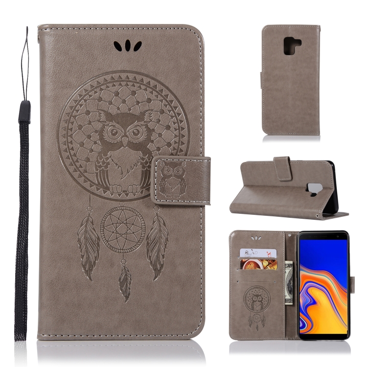

Wind Chime Owl Embossing Pattern Horizontal Flip Leather Case with Holder & Card Slots & Wallet For Galaxy J6+(Grey)