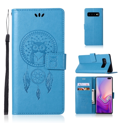 

Wind Chime Owl Embossing Pattern Horizontal Flip Leather Case with Holder & Card Slots & Wallet For Galaxy S10+(Blue)
