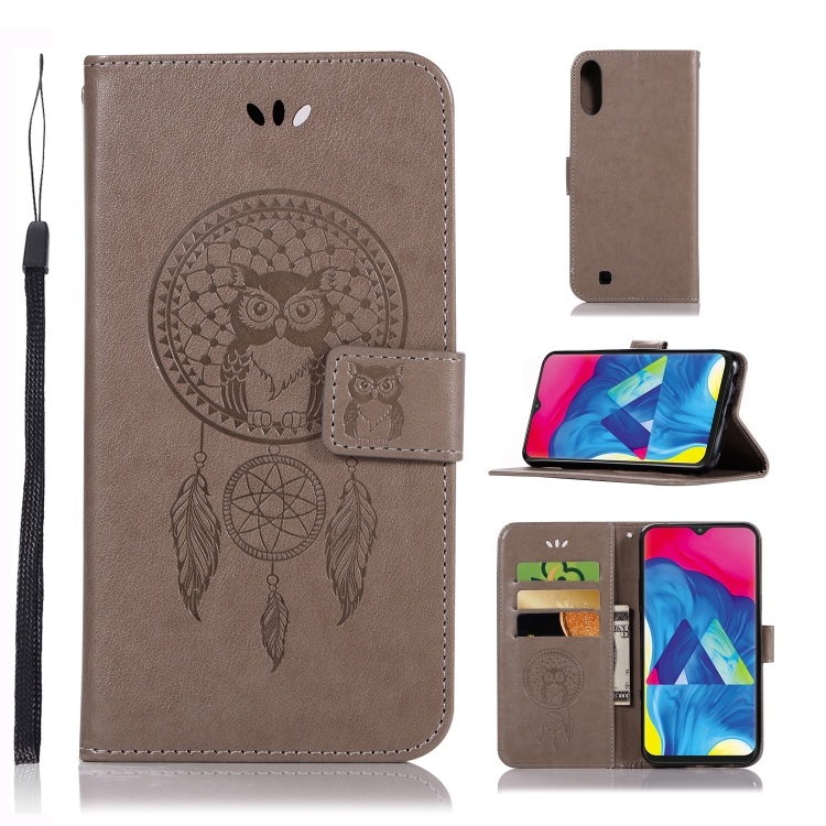 

Wind Chime Owl Embossing Pattern Horizontal Flip Leather Case with Holder & Card Slots & Wallet For Galaxy M10(Grey)