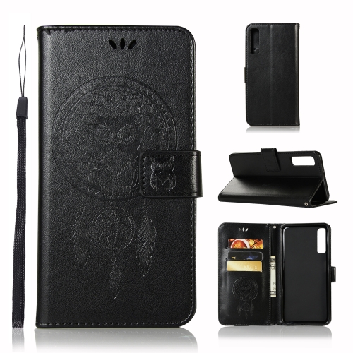 

Wind Chime Owl Embossing Pattern Horizontal Flip Leather Case with Holder & Card Slots & Wallet For Galaxy A7 (2018)(Black)