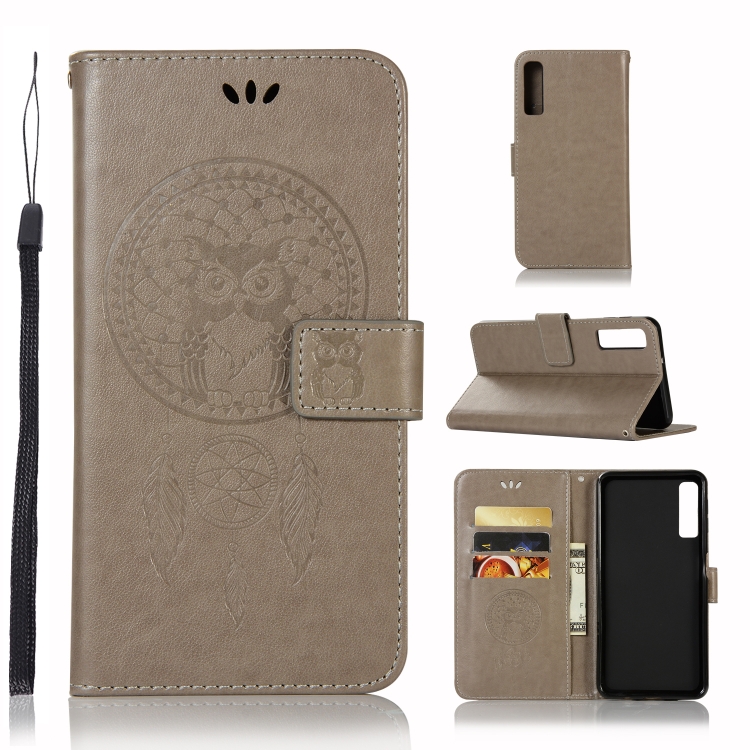 

Wind Chime Owl Embossing Pattern Horizontal Flip Leather Case with Holder & Card Slots & Wallet For Galaxy A7 (2018)(Grey)