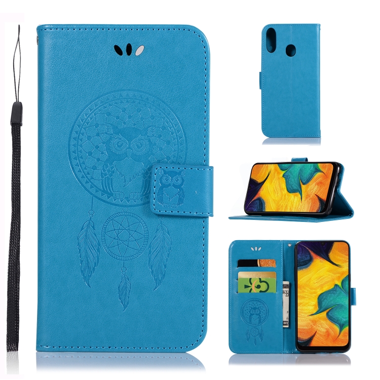 

Wind Chime Owl Embossing Pattern Horizontal Flip Leather Case with Holder & Card Slots & Wallet For Galaxy A30(Blue)