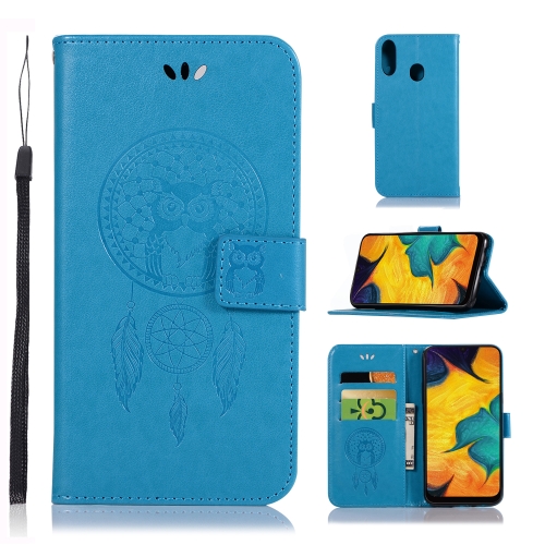 

Wind Chime Owl Embossing Pattern Horizontal Flip Leather Case with Holder & Card Slots & Wallet For Galaxy A40(Blue)