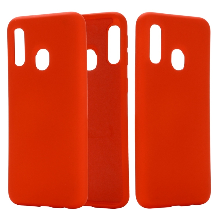 

Solid Color Liquid Silicone Dropproof Full Coverage Protective Case for Galaxy A20 / A30(Red)