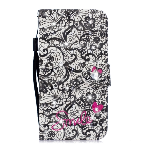 

3D Diamond Encrusted Painting Pattern Coloured Drawing Horizontal Flip PU Leather Case with Holder & Card Slots & Wallet For iPhone 6 Plus & 6s Plus(Lace Flower)