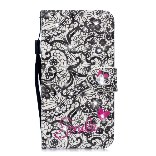 

3D Diamond Encrusted Painting Pattern Coloured Drawing Horizontal Flip PU Leather Case with Holder & Card Slots & Wallet For iPhone 7 & 8(Lace Flower)