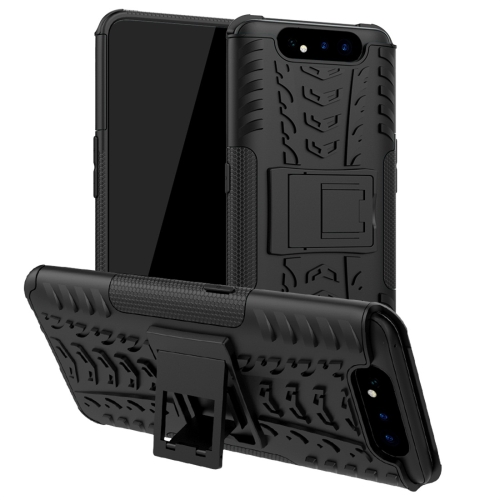 

Tire Texture TPU+PC Shockproof Protective Case with Holder for Galaxy A80(Black)